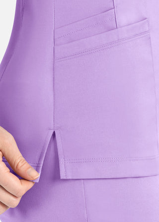 Maevn Matrix Women's Knit Panel Solid Scrub Top