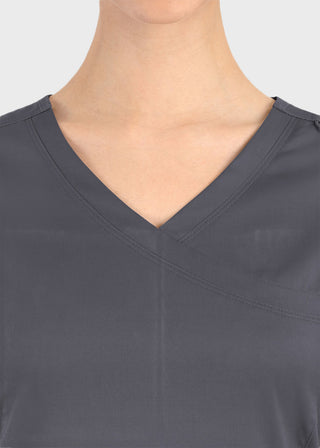 Maevn Matrix Women's Knit Panel Solid Scrub Top