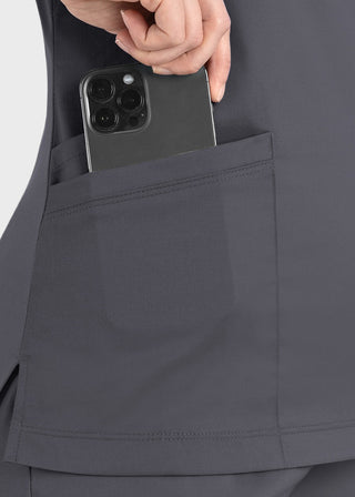 Maevn Matrix Women's Knit Panel Solid Scrub Top