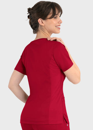 Maevn Matrix Women's Knit Panel Solid Scrub Top