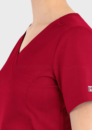 Maevn Matrix Women's Knit Panel Solid Scrub Top