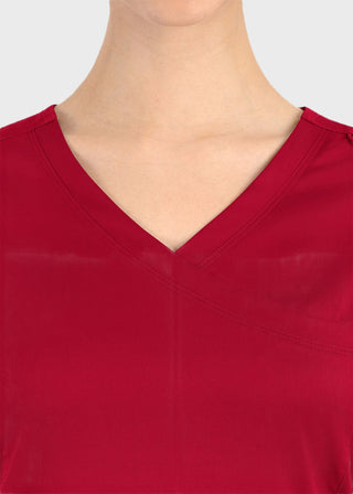 Maevn Matrix Women's Knit Panel Solid Scrub Top