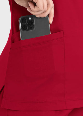 Maevn Matrix Women's Knit Panel Solid Scrub Top