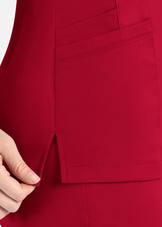 Maevn Matrix Women's Knit Panel Solid Scrub Top