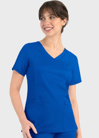 Maevn Matrix Women's Knit Panel Solid Scrub Top
