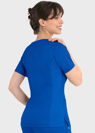 Maevn Matrix Women's Knit Panel Solid Scrub Top