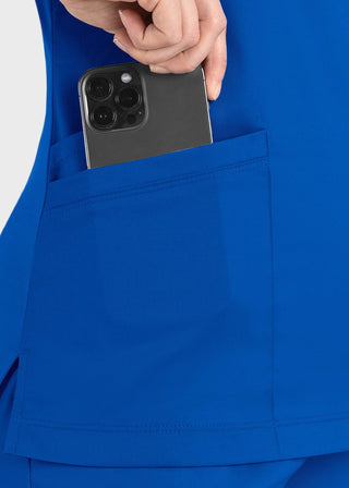 Maevn Matrix Women's Knit Panel Solid Scrub Top