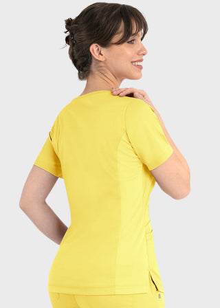 Maevn Matrix Women's Knit Panel Solid Scrub Top