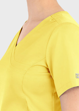 Maevn Matrix Women's Knit Panel Solid Scrub Top