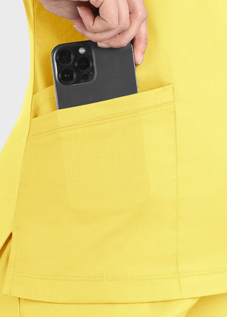 Maevn Matrix Women's Knit Panel Solid Scrub Top