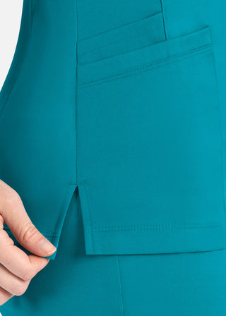 Maevn Matrix Women's Knit Panel Solid Scrub Top