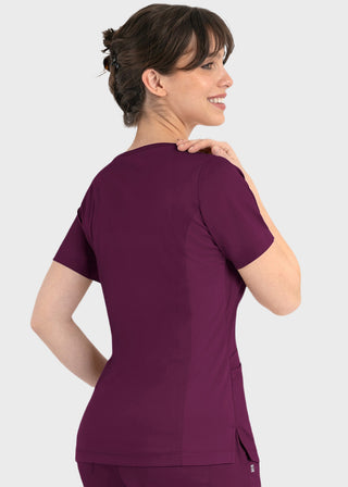 Maevn Matrix Women's Knit Panel Solid Scrub Top