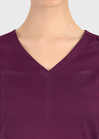 Maevn Matrix Women's Knit Panel Solid Scrub Top