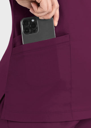 Maevn Matrix Women's Knit Panel Solid Scrub Top