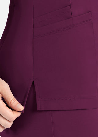 Maevn Matrix Women's Knit Panel Solid Scrub Top