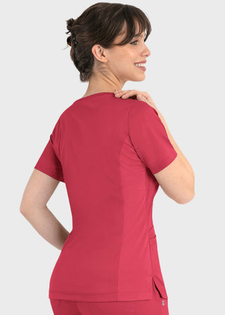 Maevn Matrix Women's Knit Panel Solid Scrub Top