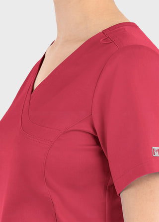 Maevn Matrix Women's Knit Panel Solid Scrub Top