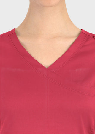 Maevn Matrix Women's Knit Panel Solid Scrub Top