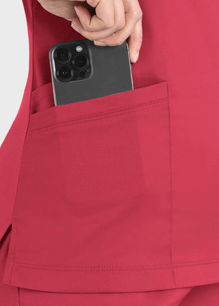 Maevn Matrix Women's Knit Panel Solid Scrub Top