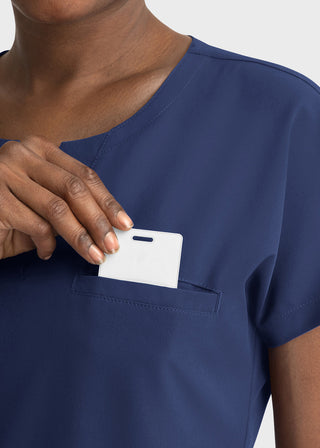 Maevn Women's Dolman Sleeve Notched Crew Neck Top