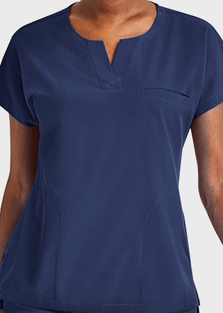 Maevn Women's Dolman Sleeve Notched Crew Neck Top