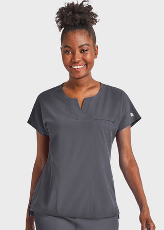 Maevn Women's Dolman Sleeve Notched Crew Neck Top