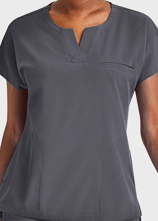 Maevn Women's Dolman Sleeve Notched Crew Neck Top