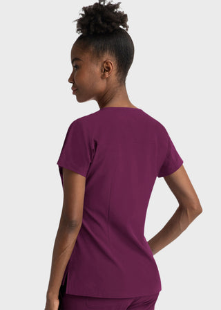 Maevn Women's Dolman Sleeve Notched Crew Neck Top