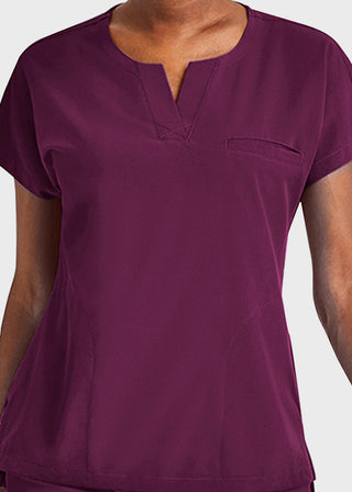 Maevn Women's Dolman Sleeve Notched Crew Neck Top