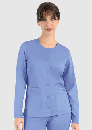 Maevn Matrix Women's Round Neck Snap Front Jacket