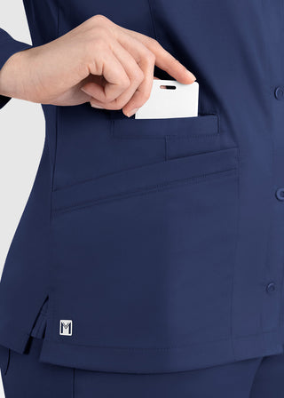 Maevn Matrix Women's Round Neck Snap Front Jacket