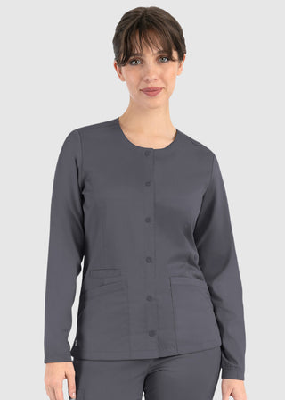 Maevn Matrix Women's Round Neck Snap Front Jacket