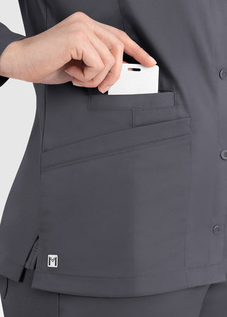 Maevn Matrix Women's Round Neck Snap Front Jacket