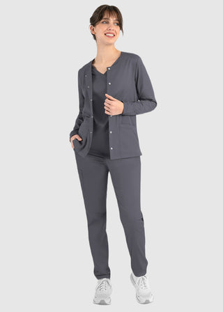 Maevn Matrix Women's Round Neck Snap Front Jacket