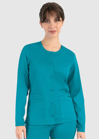 Maevn Matrix Women's Round Neck Snap Front Jacket