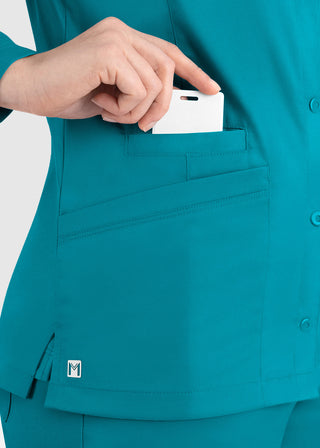 Maevn Matrix Women's Round Neck Snap Front Jacket