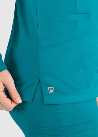 Maevn Matrix Women's Round Neck Snap Front Jacket