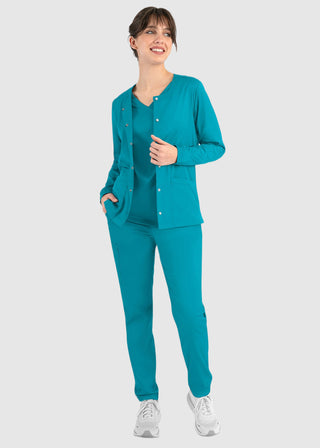 Maevn Matrix Women's Round Neck Snap Front Jacket