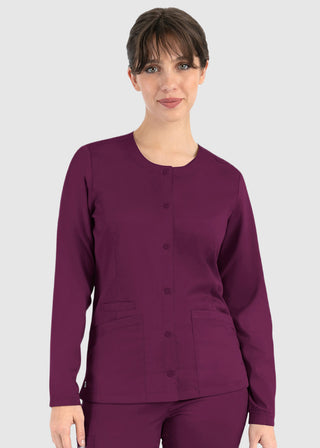 Maevn Matrix Women's Round Neck Snap Front Jacket