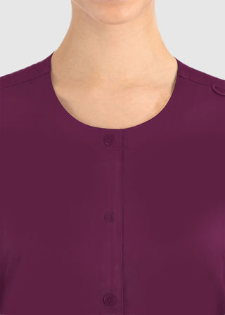 Maevn Matrix Women's Round Neck Snap Front Jacket