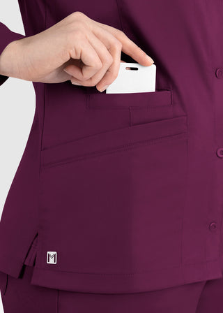 Maevn Matrix Women's Round Neck Snap Front Jacket