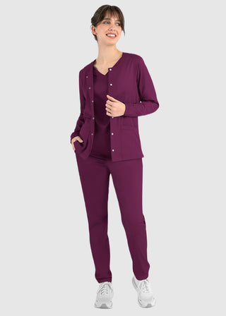 Maevn Matrix Women's Round Neck Snap Front Jacket