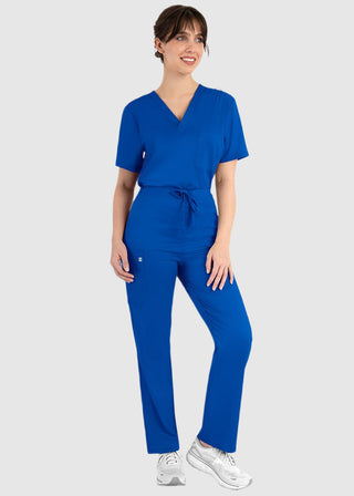 Maevn Matrix Basic Unisex Solid Scrub Top And Tapered Scrub Pant Set