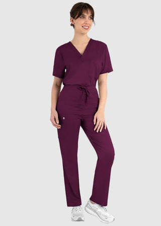 Maevn Matrix Basic Unisex Solid Scrub Top And Tapered Scrub Pant Set