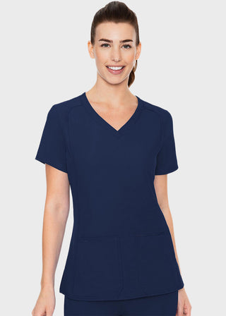 Med Couture Insight Women's Doubled Pocket Solid Scrub Top