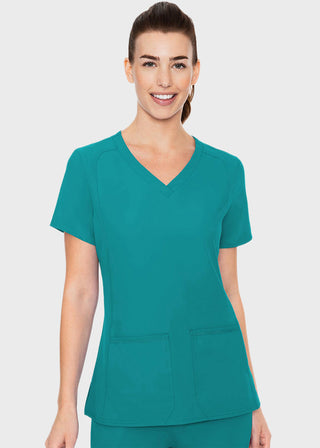 Med Couture Insight Women's Doubled Pocket Solid Scrub Top
