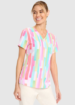 Med Couture Women's Pop Stripes Print V-Neck Top