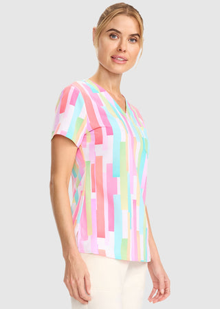 Med Couture Women's Pop Stripes Print V-Neck Top