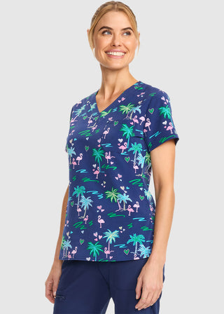 Med Couture Women's Tropic Love Print V-Neck Top