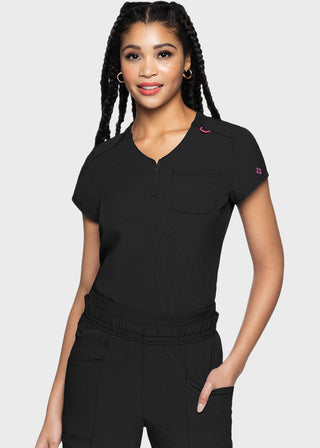 Med Couture AMP Women's Quarter Zip V-Neck Tuckable Top